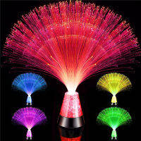 1PC LED Colorful Discolored SilverCracked Brick Base Automatic Discolored Fiber Optic Light New Years Gift Interior Decoration