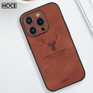 Case Cover For iPhone 15 14 Pro Max 13 12 11 8 7 Luxury Deer Leather  Silicone Ca