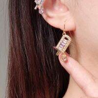 [COD] Versas new popsicle ice cream earrings female 18K gold-plated cute niche creative micro-studded diamond earhooks