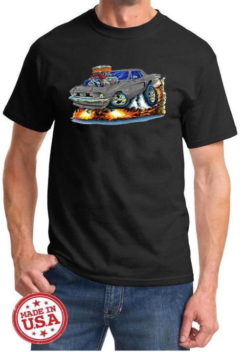1967-1968-ford-mustang-coupe-cartoon-color-tshirt-new-shipping