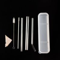 ♂✐ 6PCS/Set Box Packing Reusable Clear Glass Water Drinking Straws With Brush For Wedding Birthday Party Bar Accessories