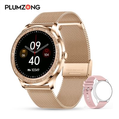 ZZOOI PLUMZONG 2023 Fashion Bluetooth Call Smart Watch Women Full Touch Fitness Tracker Heart Monitor Sports Smartwatch Ladies+Box