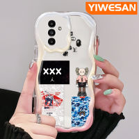 YIWESAN เคส A14ปลอกสำหรับ Samsung Galaxy 5G A13 A04s ลายแนวโน้มแฟชั่นหุ่นยนต์สุดเท่แนวสตรีทกราฟฟิตีโค้งขอบเคสใสโปร่งแสงเนื้อครีมฝาครอบป้องกันเคสมือถือ