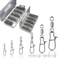 210/95Pcs Strong Stainless Fishing Rolling Swivel Connector Fishing Tools Set Snap Hooks Lure Connector Sea Rock Snaps Tackle