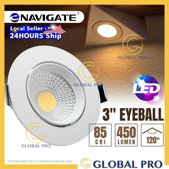 Navigate 5w 120° Angle Led Eye Ball Downlight Spotlight Plaster Ceiling 