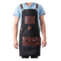 Free Shipping European and American  Kitchen Clean Electrician Gardening Carpenter Thick Canvas Leather Pocket Apron Man Woman Aprons