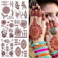 Brown Henna Tattoo Body Stickers for Women Henna Temporary Tattoos Lace Floral Mehndi Tattoo Waterproof Fake Tatoo Festival