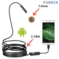 FUGEZA สายเคเบิลกล้องส่องขนาดเล็กกล้องเอนโดสโคปแบบกันน้ำแบบยืดหยุ่นปรับได้6 LED 7Mm Android Type-C กล้องตรวจจับในรถยนต์