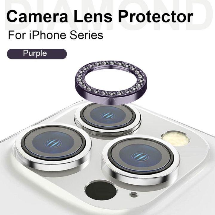 แหวนโลหะ-ป้องกันเลนส์กล้อง-ประดับเพชร-กลิตเตอร์วิบวับ-สําหรับ-iphone-14-13-12