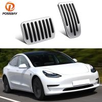 2 Pcs Car Foot Pedal Pads Cover for Tesla Model 3 Y 2017 2018 2019 2020 2021 Auto Silver Aluminum Alloy Interior Accessories Pedal Accessories