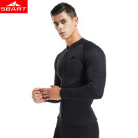 SBART 3มิลลิเมตร N Eoprene Wetsuits ด้านบนผู้ชายแขนยาวด้านหน้าซิปดำน้ำท่องแจ็คเก็ตที่อบอุ่นไตรกีฬา W Etsuit สำหรับท่องดำน้ำดูปะการัง