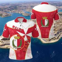 2023 NEW Style Malta Circle Stripes Flag With Maltese Cross Unisex Adult Polo Shirtsize：XS-6XLNew product，Can be customization