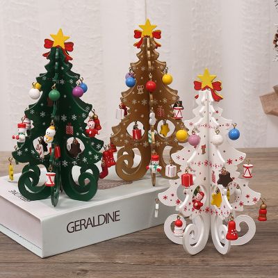 1 Pcs Wood Christmas Tree Craft Supplies Children 39;s Handmade DIY Stereo Christmas Tree Scene Layout Metal Decorations Ornaments
