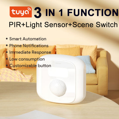 Tuya Wifi Mini Human Motion Movement Body PIR Sensor พร้อมสวิตช์ฉากเซ็นเซอร์วัดแสงฟังก์ชั่น Smart Life