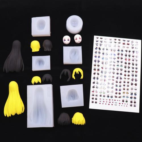 7pcs-set-ultra-light-clay-doll-small-face-ob-is-full-face-face-mold-short-hair-mold-clay-silicone-face-bangs-mold