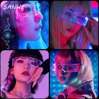 Sanhe สีสันอะคริลิค Luminous LED แว่นตาคอสเพลย์แว่นตาอะคริลิคสำหรับปาร์ตี้บาร์ Dance Party