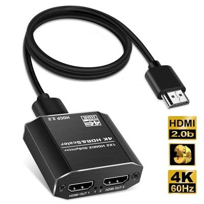 HDMI 2.0 Splitter 1X2 4K60Hz HDR 1ซ้ำซ้อนกับ2 HDMI Display Splitter 1 In 2 Out พร้อม Scalar ความเร็วสูง2.2 HDCP สำหรับ PS4 Pro