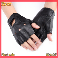 Zozo ✨Ready Stock✨ PU หนังสีดำขับรถรถจักรยานยนต์ BIKER นิ้วถุงมือผู้ชายผู้หญิงถุงมือ