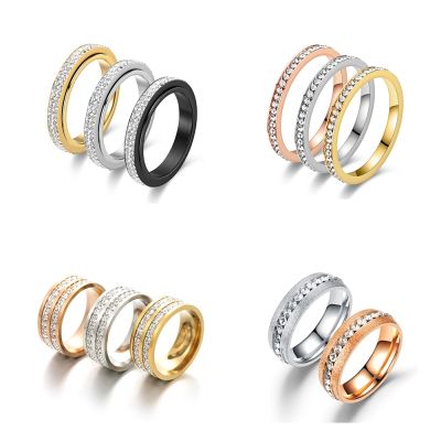 【YF】 18K Gold Plated Colorful Crystal Rings For Women Personally Stainless Steel Femmle Finger Accessories Never Fade Trendy 2022