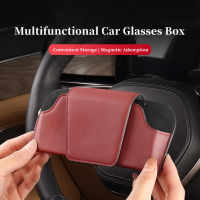 Leather Car Glasses Case Auto Sun Visor Glasses Holder Sunglasses Clip Card Ticket Holder Car Interior Storage Organizer