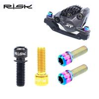 RISK 4pcs M6x18mm M6x20mm Titanium Alloy Mountain Bike Disc Brake Fixing Bolts Screws With Washer for MTB Bicycle