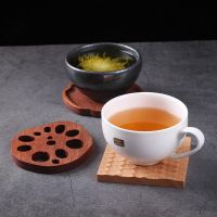 High-end MUJI Tea tray creative Japanese round insulation pad beech wood lotus root coaster set coaster light luxury tea ceremony coffee coaster