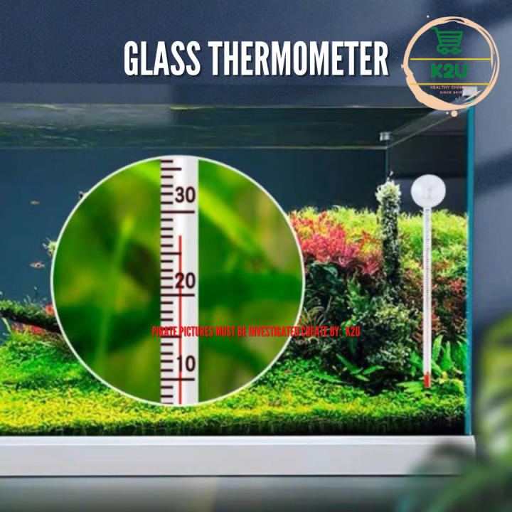 AQUARIUM Glass Thermometer Aquarium Waterproof Hydraulic Gauge