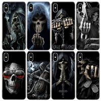 （ร้อน） Grim Reaper กะโหลกโครงกระดูกกรณีโทรศัพท์สำหรับ Apple Iphone 14 13 Pro Max 11 12 Mini SE 2020 X XS XR 8 7พลัส6 6วินาที5 5วินาทีปกเชลล์ C