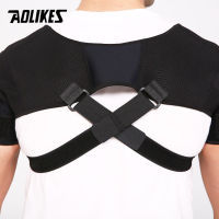 AOLIKES Adjustable Gym Sports Care Double Shoulder Support Back ce Guard Strap Wrap Belt Band Pads Black Bandage Men Women