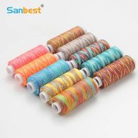 Sanbest 10Colors Section-Dyed Rainbow Sewing Thread For Needlework&amp;Machine Hand Stitch 402 Polyester Thread Each Spool 300Yards Knitting  Crochet