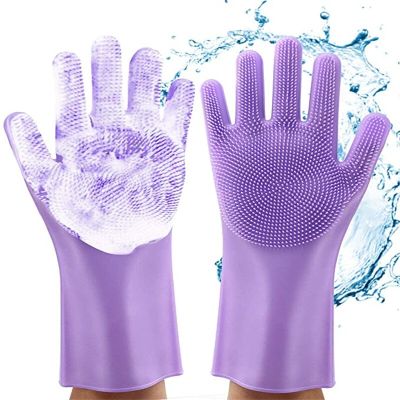 Dishwashing Cleaning Gloves Magic Silicone Rubber Dish Washing Glove Heat Resistant for Household Scrubber Kitchen Car Pet Care Safety Gloves