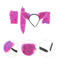 ETEREAUTY 1 ชุด Ears Furry Animal Bandband Tail Tail Plush Gloves Animal Animal Props