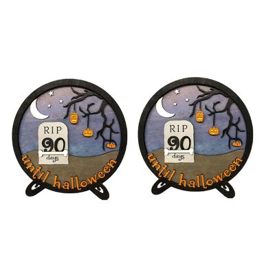 2Pcs Halloween Countdown Calendar, Wooden Halloween Advents Calendar, DIY Countdown Halloween Wooden Decoration