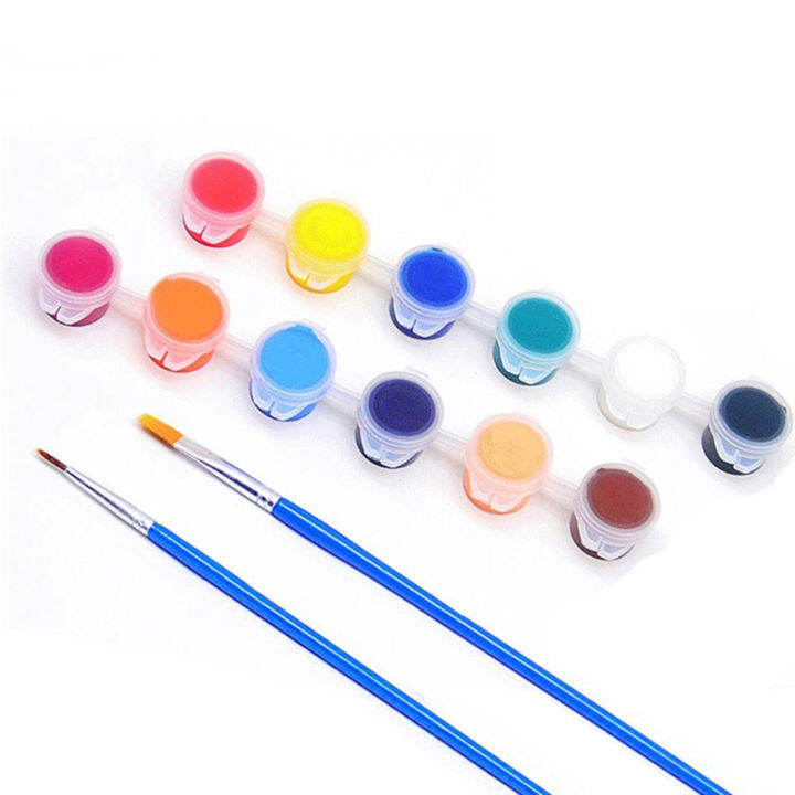 12 Colors 2 Paint Brushes Paints Set 35ml Oil Painting Materials Color ...