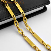 SUNNERLEES 316L Stainless Steel Necklace 7mm Geometric Link Chain Gold Color High Polished Men Women Jewelry Gift SC178 N