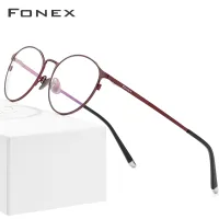 FONEX Pure Titanium Glasses Frame Women Vintage Round Eyewear Prescription Eyeglasses Retro Myopia Optical Frames Men 8501