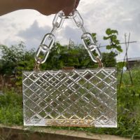 New Arrival Luxury Designer Handbag Transparent Acrylic Clutch Purse Womens Evening Bag With Handles And Metal Chain