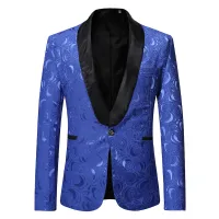 ผู้ชาย Jacquard Single Western Coat Night Club Party Host Dress Blazer