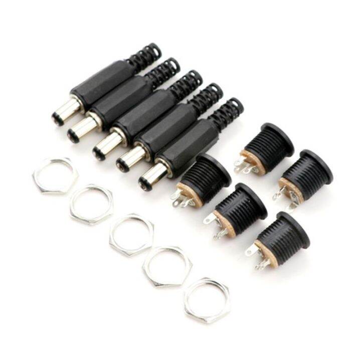 10 pcs 12V 3A Plastic Male Plugs + Female Socket Panel Mount Jack DC