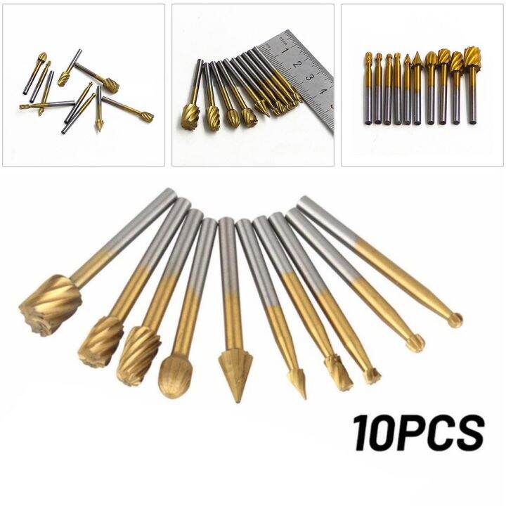10x 1/8 Shank Head Long Reach Rotary Burr Set Tungsten Carbide Die