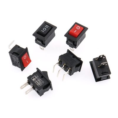 5Pcs Button Switch 10x15mm 2CH 3CH 2Gear 3Gang 2Pin 3A 250V KCD11 Embedded On/Off Rocker Switch 10MMx15MM Black Red White
