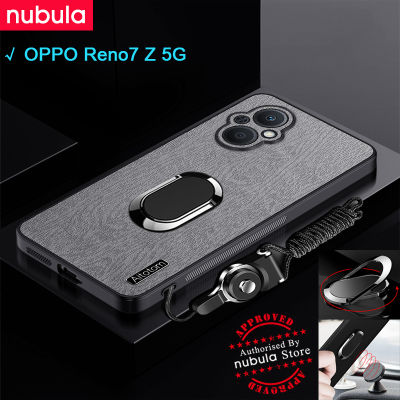 NUBULA เคสสำหรับ OPPO Reno 7 Z 5G (6.43) นิ้วหนังรู้สึกผิวเปลือกไม้ OPPO Reno Hp 7Z 5G เคสกันกระแทกโทรศัพท์มือถือฟรีที่ยึดโทรศัพท์ในรถสายคล้องด้านหลังสำหรับ Oppo Reno 7 Z