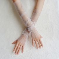 ❀◙ Bridal Rhinestone Fingerless Sleeves Ultra Glam Wedding Gloves