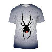 เสื้อยืด 3D Spider Print ที่น่าสนใจสำหรับผู้ชายฤดูร้อนสบาย ๆ O Neck หลวม ๆ เสื้อยืดแขนสั้นฮิปฮอปเทรนด์สตรีทแวร์เสื้อยืดขนาดใหญ่