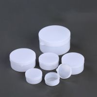 5/10g 50pcs White Empty Cosmetic Jar Plastic Refillable Bottles Round Face Cream Box Sample Eyeshadow Gel Cream Pack Boxes Pots Travel Size Bottles Co