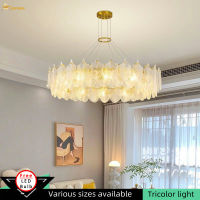 EASYHOME โคมไฟระย้าคริสตัลสามสีสไตล์ฝรั่งเศสโคมไฟ LED โคมไฟห้องรับประทานอาหารห้องนอน Hiasan Kamar ห้องนั่งเล่นโคมไฟติดเพดาน Lampu Penerangan Rumah