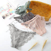 สินค้าพร้อมส่งจากไทย?Angle Bra ?(N652)กางเกงในผ้าลูกไม้  ผ้ายืดนุ่มใส่สบาย ดีเทลขอบยางคู่ แต่งโบว์น่ารัก