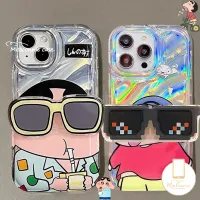 SDFGERGEH เคสโทรศัพท์มือถือแบบนิ่ม ใส ลายการ์ตูนชินจัง 3D พร้อมช่องใส่บัตร สําหรับ IPhone 11 XR 12 13 14 Pro MAX 7 8 Plus 6 6S 7 8 Plus X XS MAX SE 2020