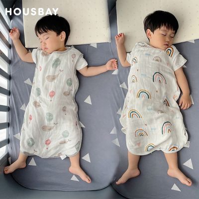 Sleeping Bag For Children 1-4T Baby Sleepwear 0.5Tog Summer Thin Sleeveless One-Piece 4 Layers Bamboo Gauze Boys Girls Sleepsack