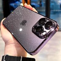 Luxury Plating Fashion Glitter Lens Protection Phone Case For iPhone 14 Pro Max 12 13 15 Plus Transparent Hard PC Cover funda